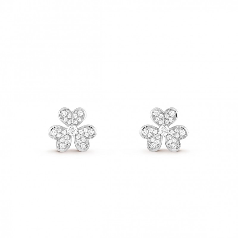 VAN CLEEF ARPELS FRIVOLE EARRINGS, MINI MODEL - WHITE GOLD, DIAMOND  VCARP3W100