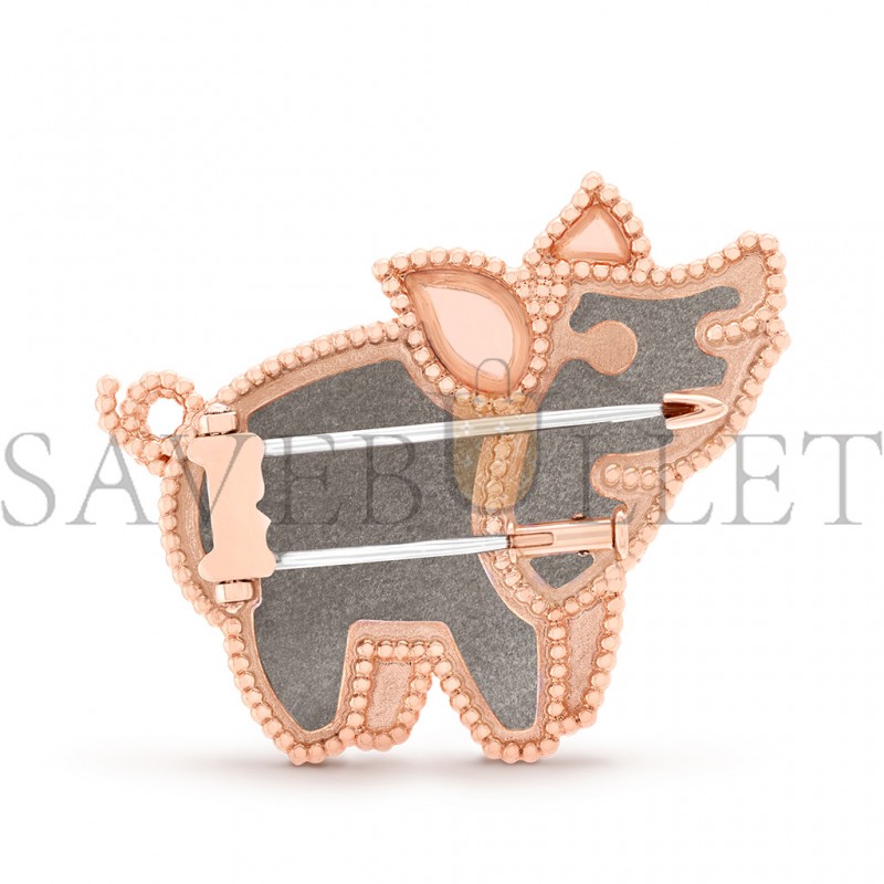 VAN CLEEF ARPELS LUCKY ANIMALS PIG CLIP - ROSE GOLD, OBSIDIAN, ONYX  VCARP7UO00