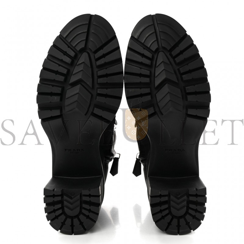PRADA SPAZZOLATO RE-NYLON METAL TRIANGLE LOGO LACE UP 85MM BOOTS 35.5 BLACK PRADA SPAZZOLATO RE-NYLON METAL TRIANGLE LOGO LACE UP 85MM BOOTS 35.5 BLACK