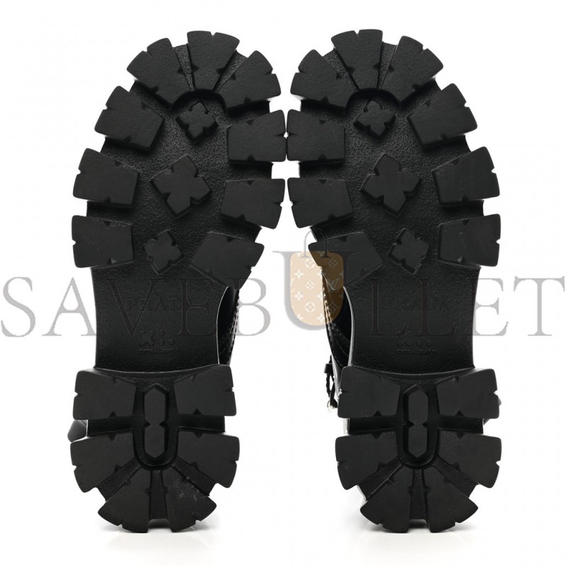 PRADA SPAZZOLATO ROIS RE-NYLON METAL TRIANGLE LOGO MENS MONOLITH POUCH POCKET 60MM COMBAT BOOTS 7.5 BLACK PRADA SPAZZOLATO ROIS RE-NYLON METAL TRIANGLE LOGO MENS MONOLITH POUCH POCKET 60MM COMBAT BOOTS 7.5 BLACK