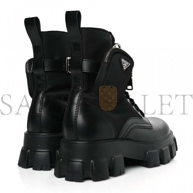 PRADA SPAZZOLATO ROIS RE-NYLON METAL TRIANGLE LOGO MENS MONOLITH POUCH POCKET 60MM COMBAT BOOTS 9.5 BLACK PRADA SPAZZOLATO ROIS RE-NYLON METAL TRIANGLE LOGO MENS MONOLITH POUCH POCKET 60MM COMBAT BOOTS 9.5 BLACK