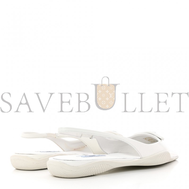 PRADA SPAZZOLATO TRIANGLE LOGO POINTED TOE SLINGBACK FLATS 37 WHITE PRADA SPAZZOLATO TRIANGLE LOGO POINTED TOE SLINGBACK FLATS 37 WHITE