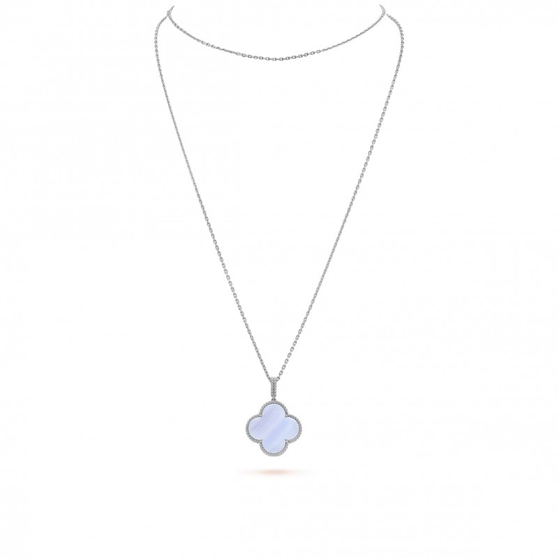 VAN CLEEF  ARPELS MAGIC ALHAMBRA LONG NECKLACE, 1 MOTIF - WHITE GOLD, CHALCEDONY  VCARP6L900