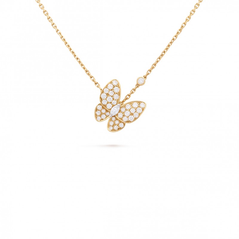 VAN CLEEF ARPELS TWO BUTTERFLY PENDANT - YELLOW GOLD, DIAMOND  VCARP3DP00