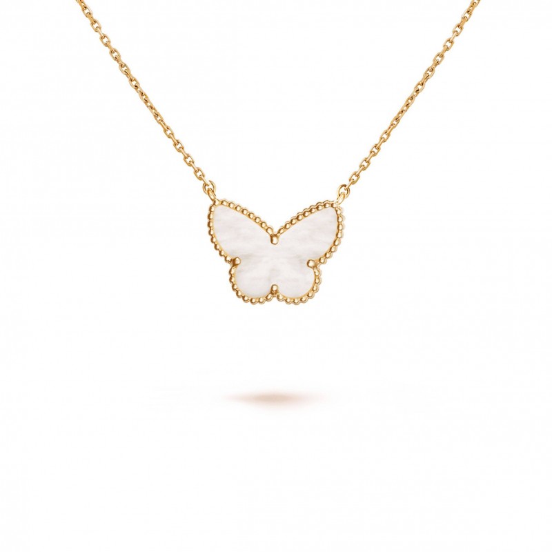 VAN CLEEF  ARPELS LUCKY ALHAMBRA BUTTERFLY PENDANT - YELLOW GOLD, MOTHER-OF-PEARL VCARD99500