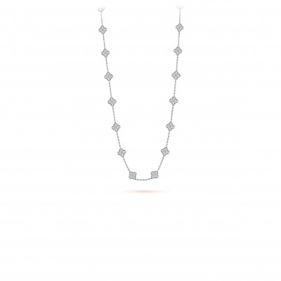 VAN CLEEF ARPELS VINTAGE ALHAMBRA LONG NECKLACE, 20 MOTIFS - WHITE GOLD, DIAMOND  VCARA43300