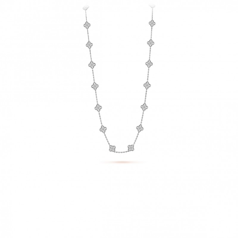 VAN CLEEF ARPELS VINTAGE ALHAMBRA LONG NECKLACE, 20 MOTIFS - WHITE GOLD, DIAMOND  VCARA43300