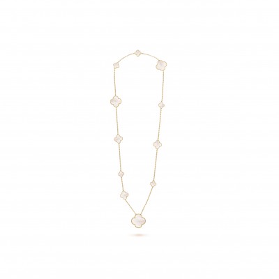 VAN CLEEF ARPELS MAGIC ALHAMBRA LONG NECKLACE, 11 MOTIFS - YELLOW GOLD, MOTHER-OF-PEARL  VCARD79500