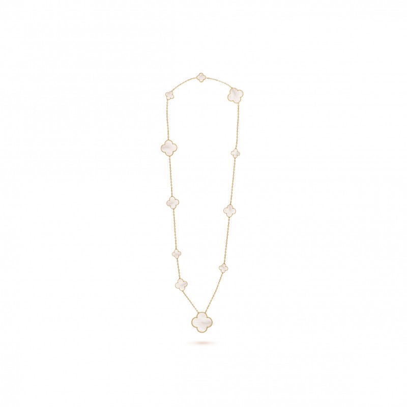 VAN CLEEF ARPELS MAGIC ALHAMBRA LONG NECKLACE, 11 MOTIFS - YELLOW GOLD, MOTHER-OF-PEARL  VCARD79500