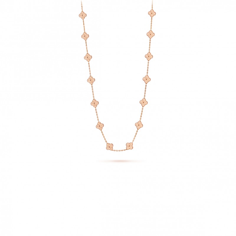 VAN CLEEF ARPELS VINTAGE ALHAMBRA LONG NECKLACE, 20 MOTIFS - ROSE GOLD   VCARN9T000