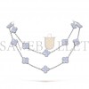 VAN CLEEF ARPELS VINTAGE ALHAMBRA LONG NECKLACE, 20 MOTIFS - WHITE GOLD, CHALCEDONY  VCARD80900