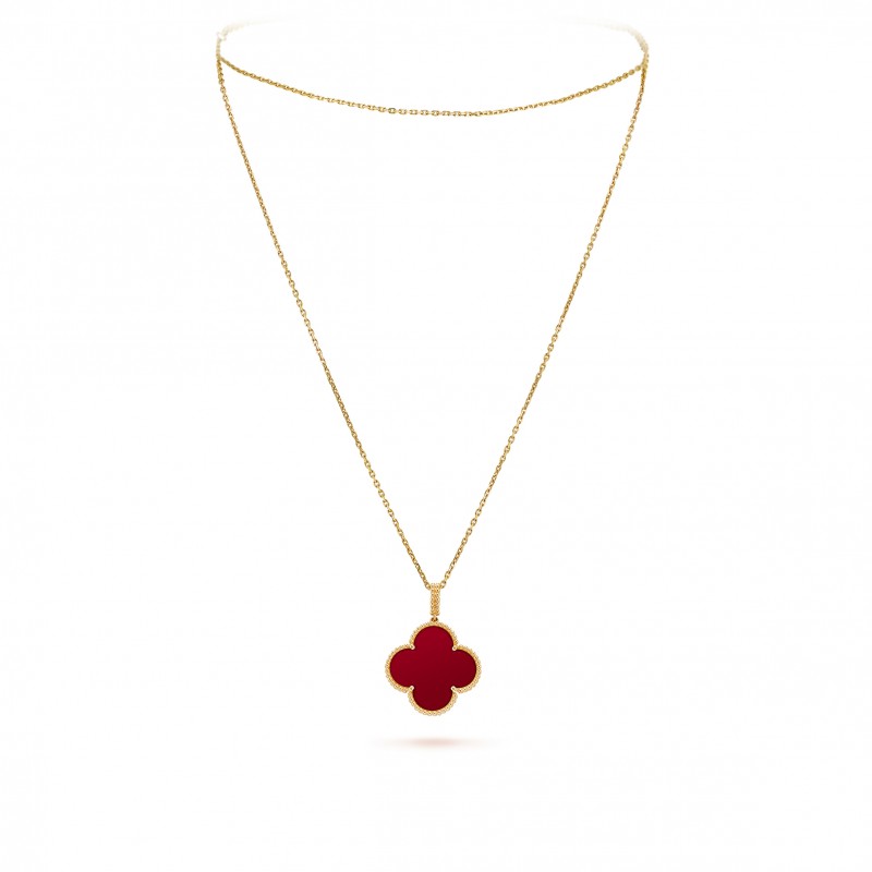 VAN CLEEF & ARPELS MAGIC ALHAMBRA LONG NECKLACE, 1 MOTIF - YELLOW GOLD, CARNELIAN  VCARO49N00