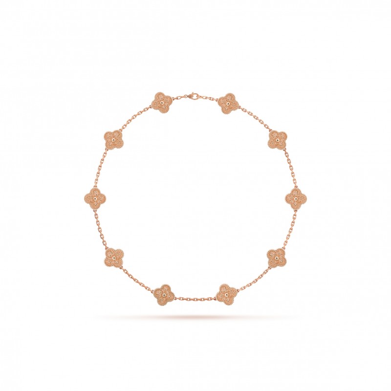 VAN CLEEF ARPELS VINTAGE ALHAMBRA NECKLACE, 10 MOTIFS - ROSE GOLD  VCARN9T100