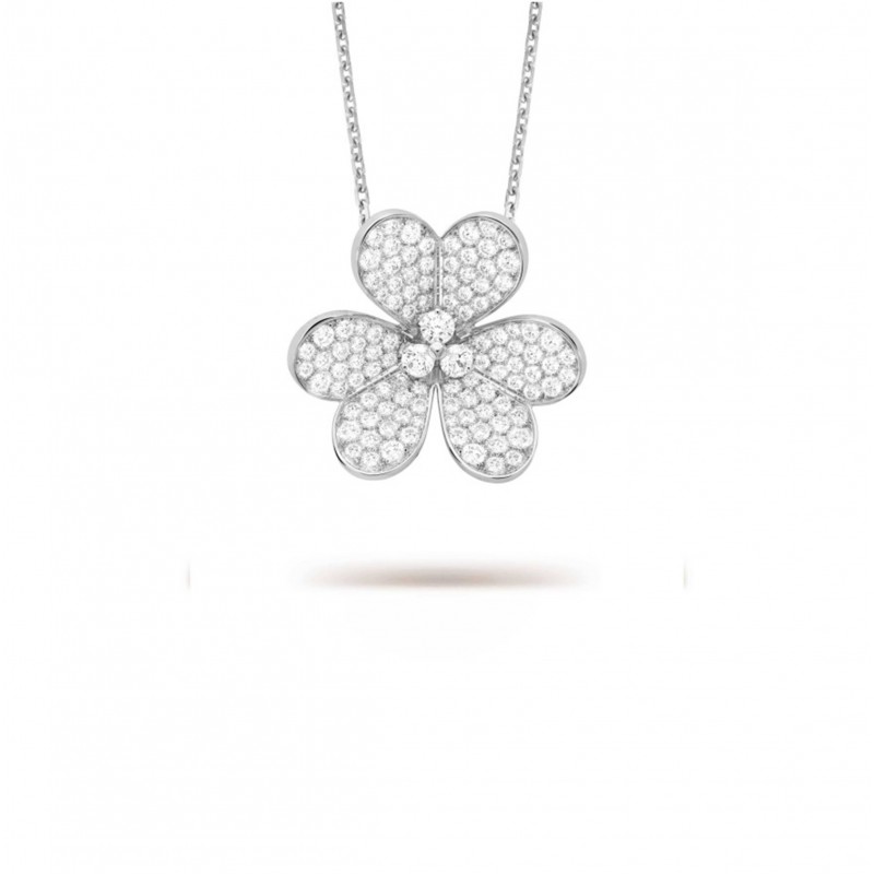 VAN CLEEF ARPELS FRIVOLE CLIP PENDANT, VERY LARGE MODEL - WHITE GOLD, DIAMOND  VCARP6L600