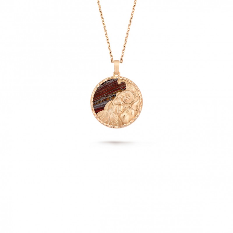 VAN CLEEF ARPELS ZODIAQUE LONG NECKLACE ARIETIS (ARIES) - ROSE GOLD, IRON EYE  VCARP9R800