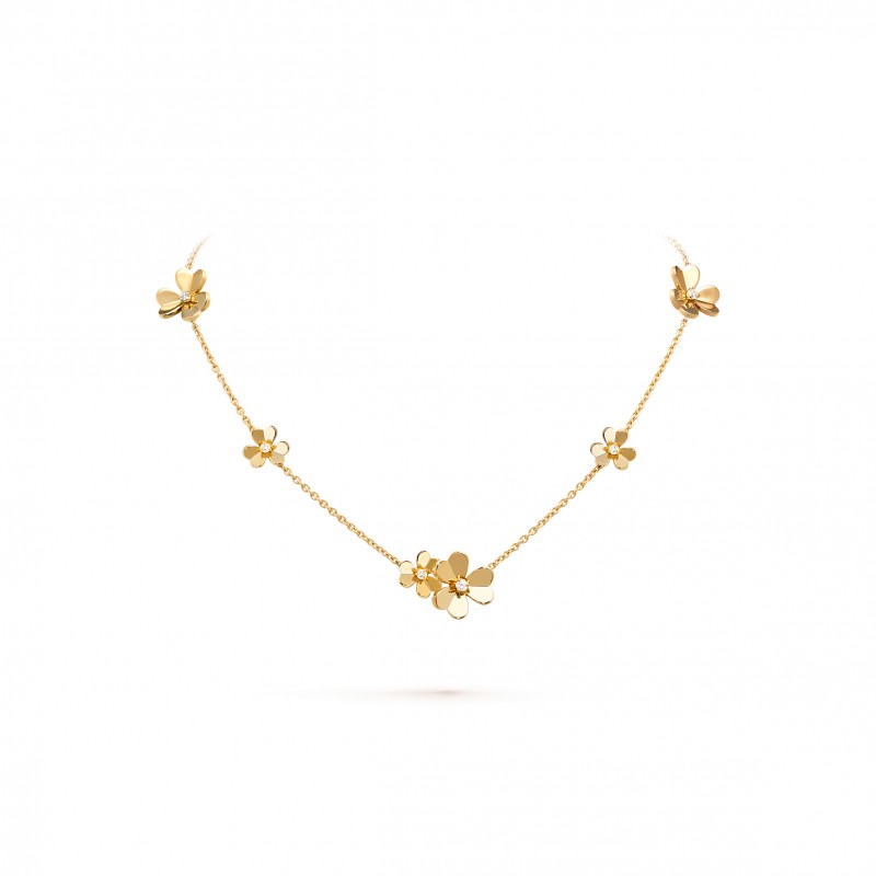 VAN CLEEF ARPELS FRIVOLE NECKLACE, 9 FLOWERS - YELLOW GOLD, DIAMOND  VCARD31500