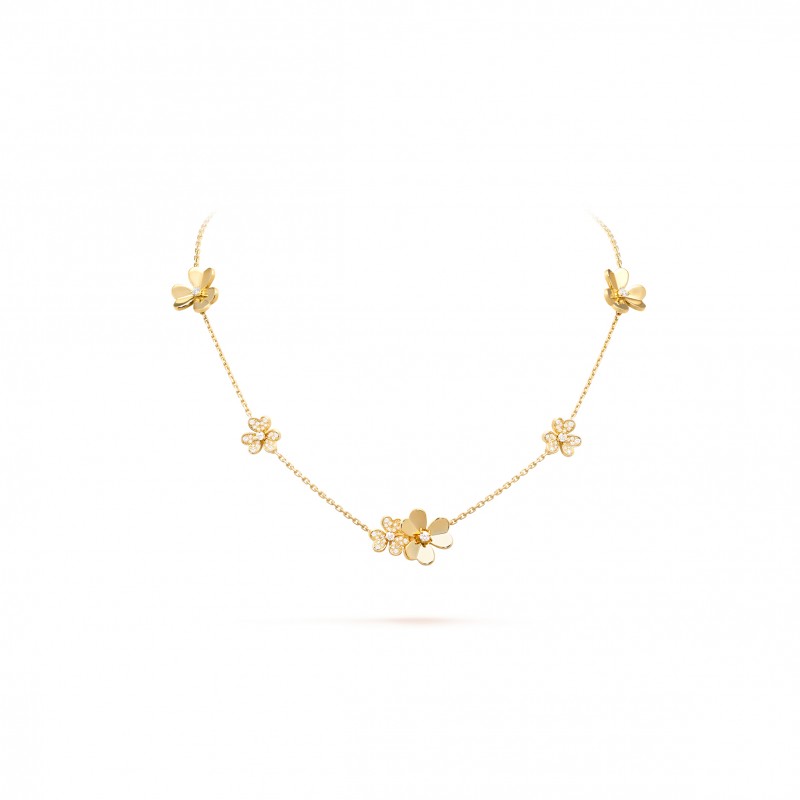 VAN CLEEF ARPELS FRIVOLE NECKLACE, 9 FLOWERS - YELLOW GOLD, DIAMOND  VCARP3W600