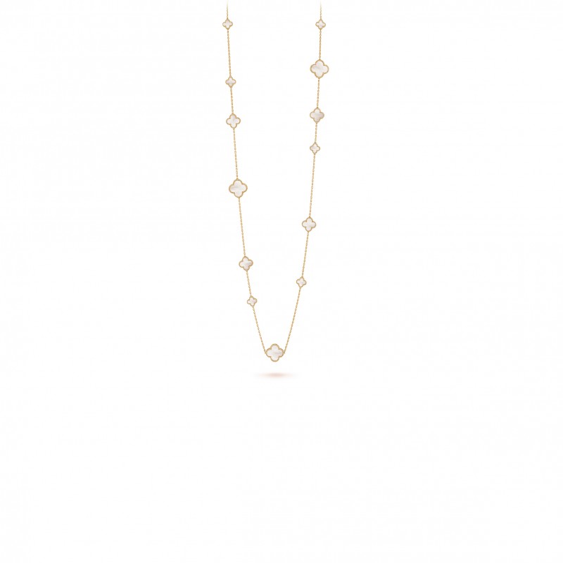 VAN CLEEF ARPELS MAGIC ALHAMBRA LONG NECKLACE, 16 MOTIFS - YELLOW GOLD, MOTHER-OF-PEARL  VCARD79300