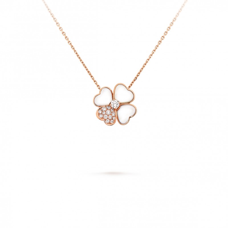 VAN CLEEF ARPELS COSMOS CLIP PENDANT, MEDIUM MODEL - ROSE GOLD, DIAMOND, MOTHER-OF-PEARL  VCARO5BV00