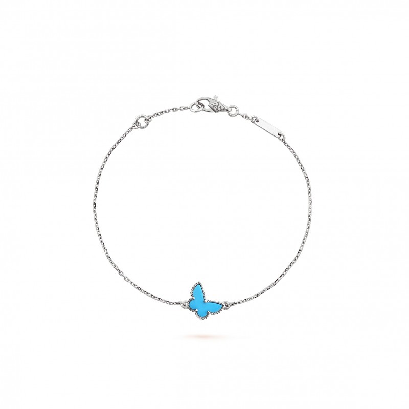 VAN CLEEF ARPELS SWEET ALHAMBRA BUTTERFLY BRACELET - WHITE GOLD, TURQUOISE  VCARF80400