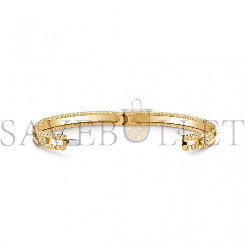 VAN CLEEF ARPELS PERLÉE SWEET CLOVERS BRACELET, MEDIUM MODEL - YELLOW GOLD, DIAMOND  VCARP6X400