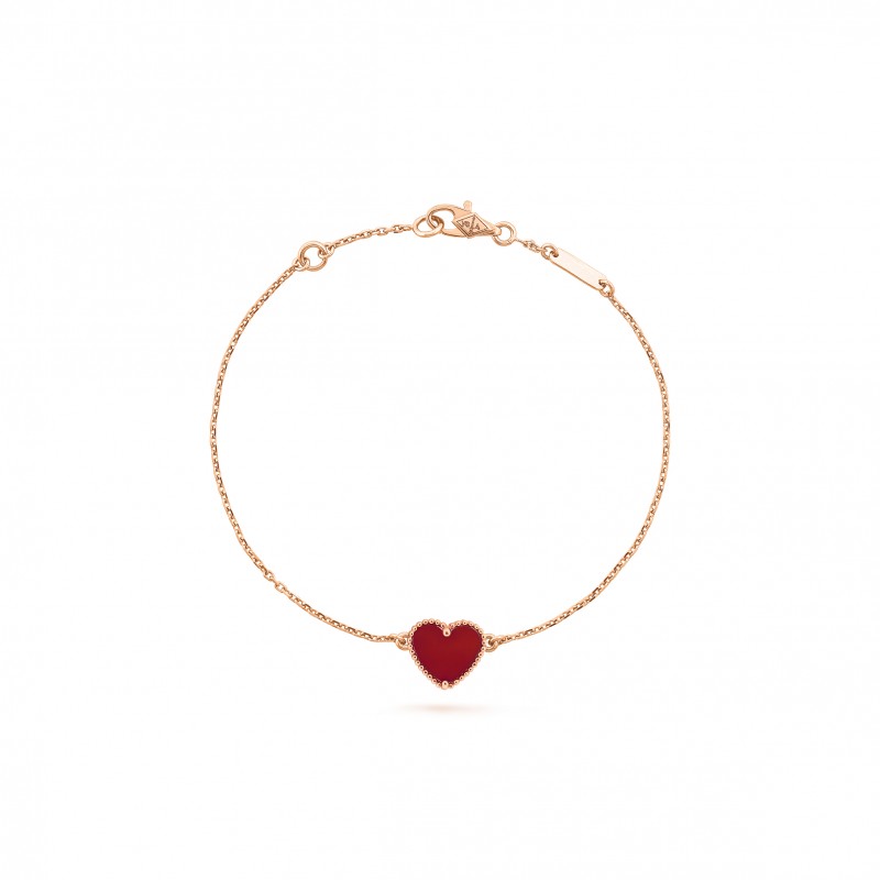 VAN CLEEF ARPELS SWEET ALHAMBRA HEART BRACELET - ROSE GOLD, CARNELIAN VCARN59L00