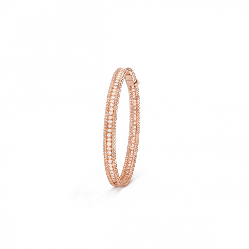 VAN CLEEF ARPELS PERLÉE DIAMONDS BRACELET, 1 ROW, MEDIUM MODEL - ROSE GOLD, DIAMOND  VCARP27F00