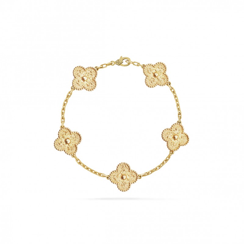 VAN CLEEF ARPELS VINTAGE ALHAMBRA BRACELET, 5 MOTIFS - YELLOW GOLD  VCARO1IE00