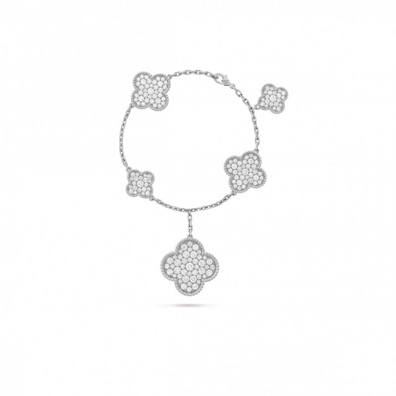 VAN CLEEF  ARPELS MAGIC ALHAMBRA BRACELET, 5 MOTIFS - WHITE GOLD, DIAMOND  VCARN9MQ00