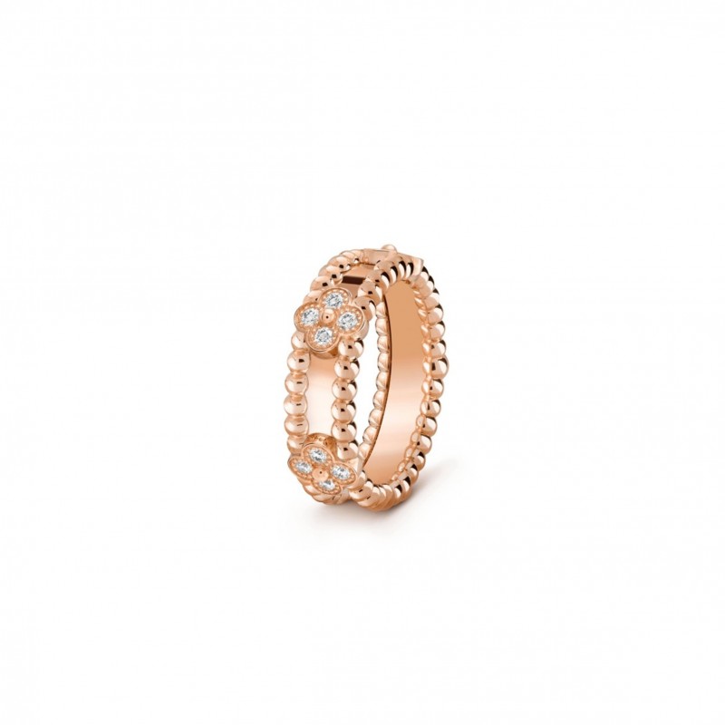 VAN CLEEF ARPELS PERLÉE SWEET CLOVERS RING - ROSE GOLD, DIAMOND  VCARP6ML00