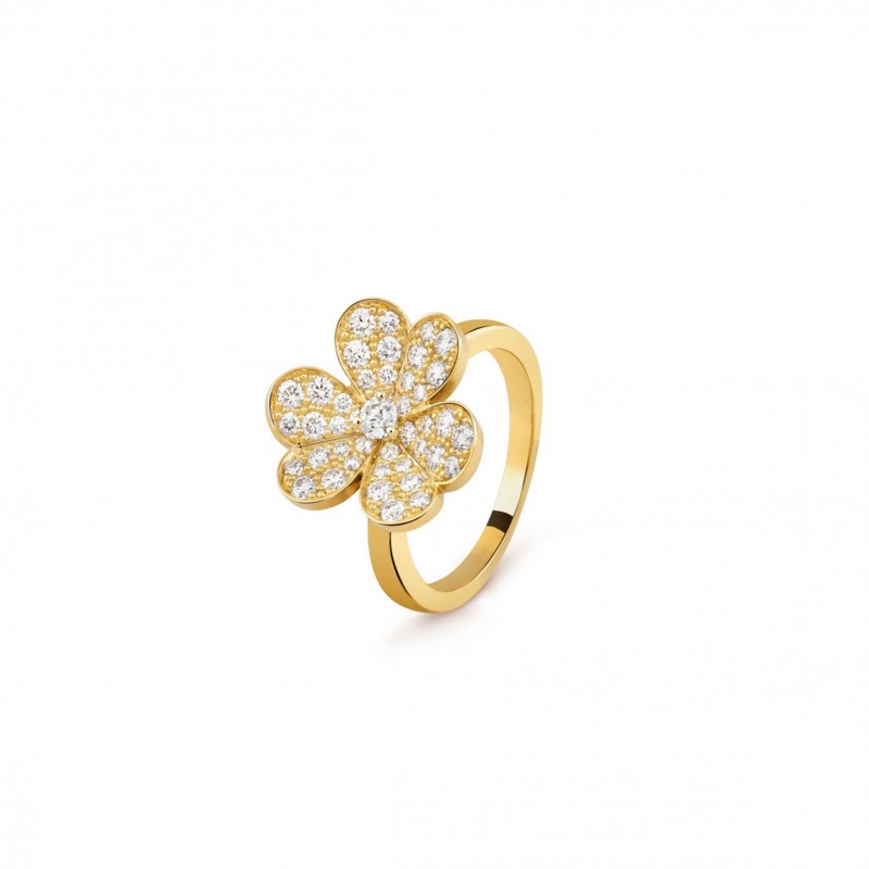 VAN CLEEF ARPELS FRIVOLE RING, 1 FLOWER, SMALL MODEL - YELLOW GOLD, DIAMOND  VCARP2V000