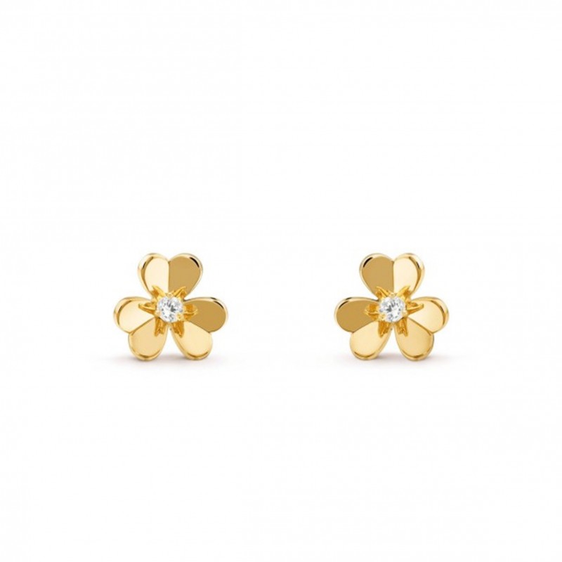 VAN CLEEF ARPELS FRIVOLE EARRINGS, MINI MODEL - YELLOW GOLD, DIAMOND  VCARP0J300