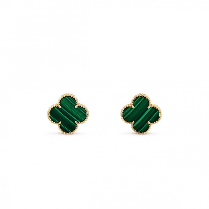 VAN CLEEF  ARPELS MAGIC ALHAMBRA EARRINGS - YELLOW GOLD, MALACHITE  VCARO3MH00