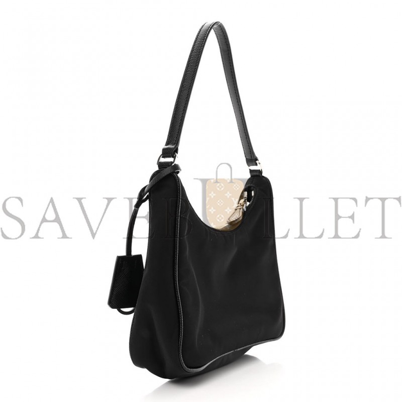 PRADA TESSUTO NYLON SAFFIANO MINI RE-EDITION 2005 BAG BLACK (22*16*6cm)