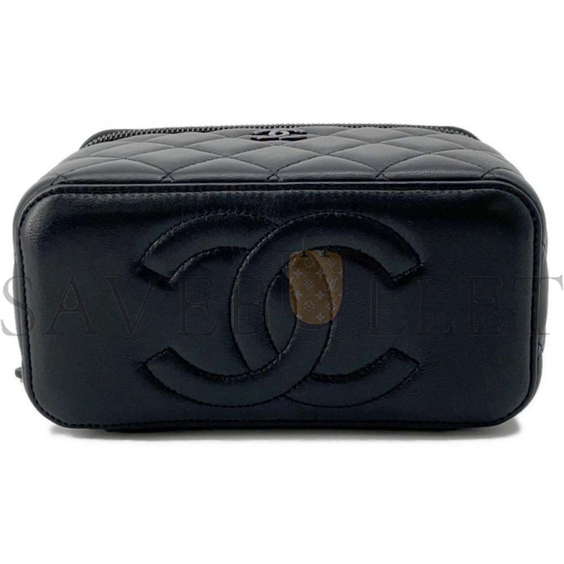 CHANEL MATELASSE 2WAY VANITY CASE BLACK LAMBSKIN AP2199 (16*10*8cm)