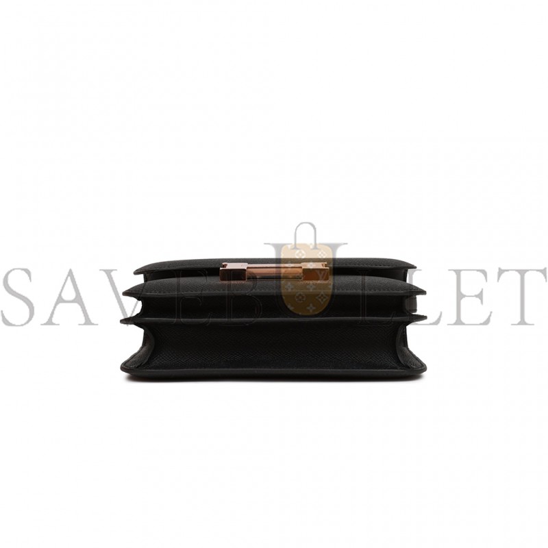 HERMES CONSTANCE 18 BLACK EPSOM ROSE GOLD HARDWARE (18*16*6cm)