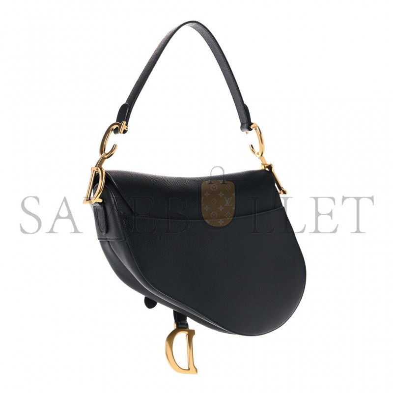 DIOR GRAINED CALFSKIN SADDLE BAG BLACK (25*23*5cm) 