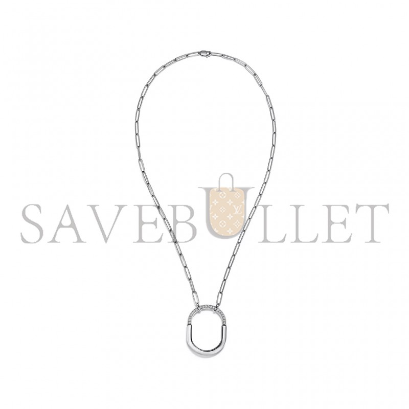 TIFFANY LOCK PENDANT IN WHITE GOLD WITH DIAMONDS, LARGE 