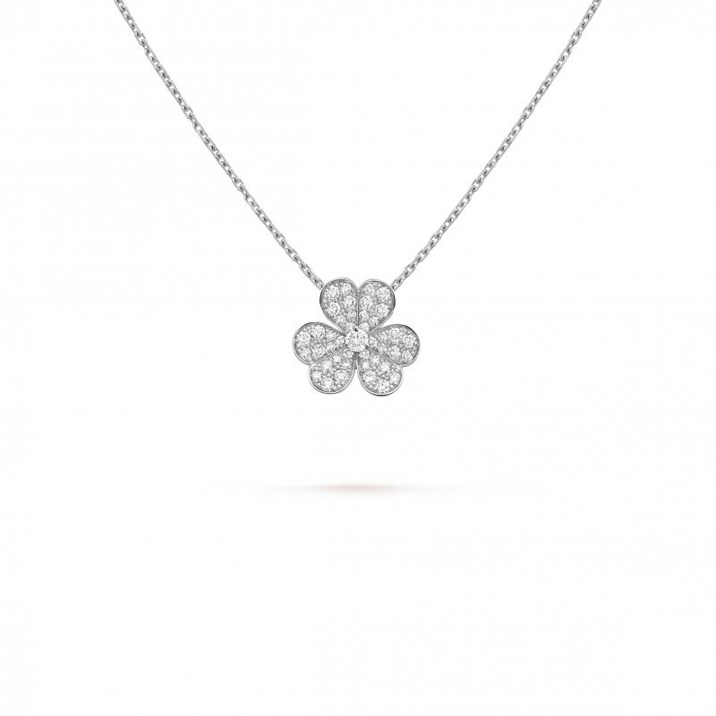 VAN CLEEF ARPELS FRIVOLE PENDANT, SMALL MODEL - WHITE GOLD, DIAMOND  VCARD31800