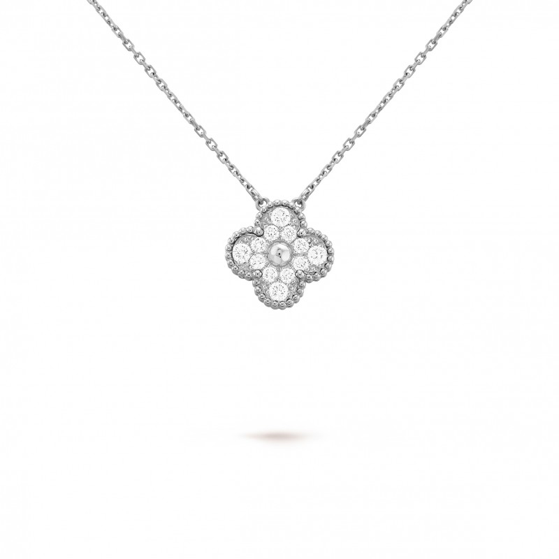 VAN CLEEF ARPELS VINTAGE ALHAMBRA PENDANT - WHITE GOLD, DIAMOND  VCARA46100