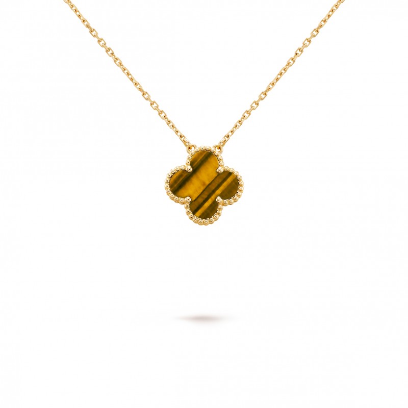 VAN CLEEF ARPELS VINTAGE ALHAMBRA PENDANT - YELLOW GOLD, TIGER EYE  VCARD38600