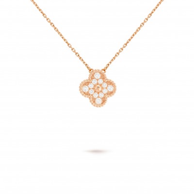 VAN CLEEF ARPELS VINTAGE ALHAMBRA PENDANT - ROSE GOLD, DIAMOND  VCARP2R300