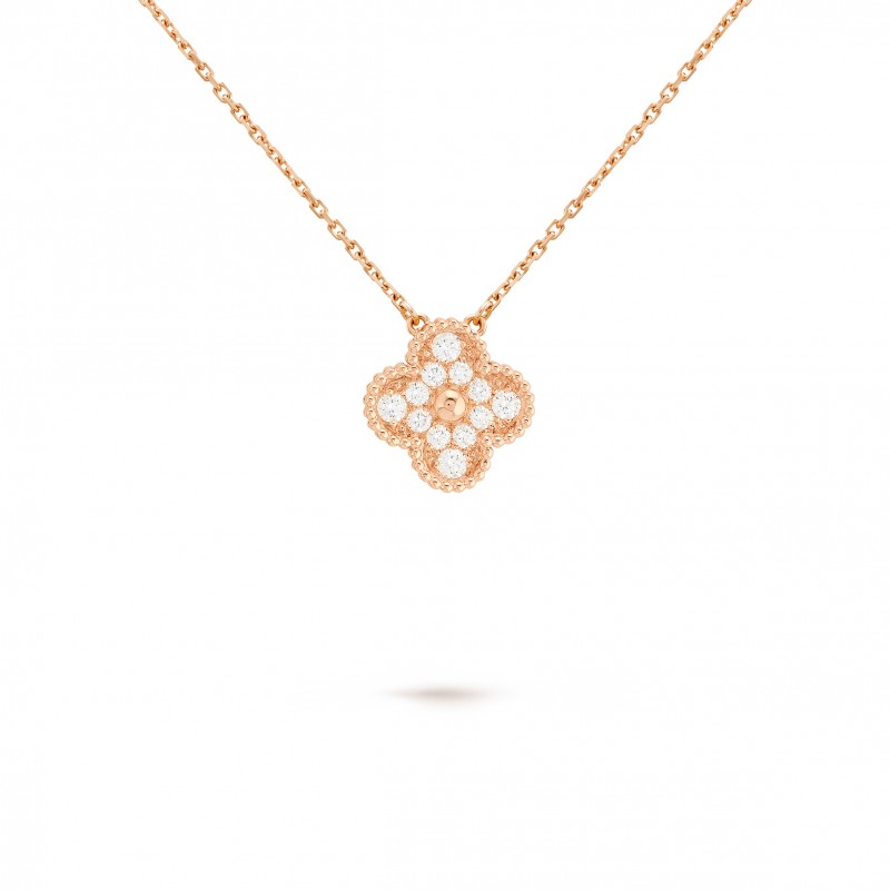 VAN CLEEF ARPELS VINTAGE ALHAMBRA PENDANT - ROSE GOLD, DIAMOND  VCARP2R300