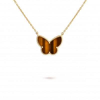 VAN CLEEF  ARPELS LUCKY ALHAMBRA BUTTERFLY PENDANT - YELLOW GOLD, TIGER EYE VCARD98500