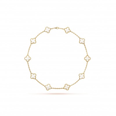 VAN CLEEF ARPELS VINTAGE ALHAMBRA NECKLACE, 10 MOTIFS - YELLOW GOLD, MOTHER-OF-PEARL  VCARA42800