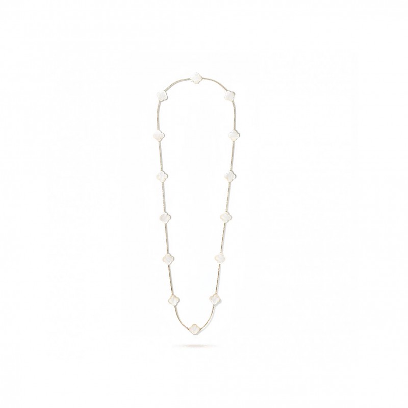 VAN CLEEF ARPELS PURE ALHAMBRA LONG NECKLACE, 14 MOTIFS - YELLOW GOLD, MOTHER-OF-PEARL  VCARA39900