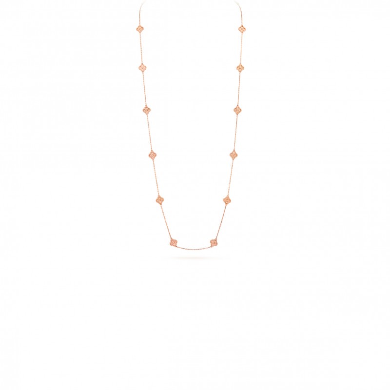 VAN CLEEF ARPELS SWEET ALHAMBRA LONG NECKLACE, 16 MOTIFS - ROSE GOLD  VCARO8DG00