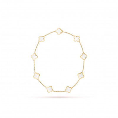 VAN CLEEF ARPELS PURE ALHAMBRA NECKLACE, 9 MOTIFS - YELLOW GOLD, MOTHER-OF-PEARL  VCARA37800