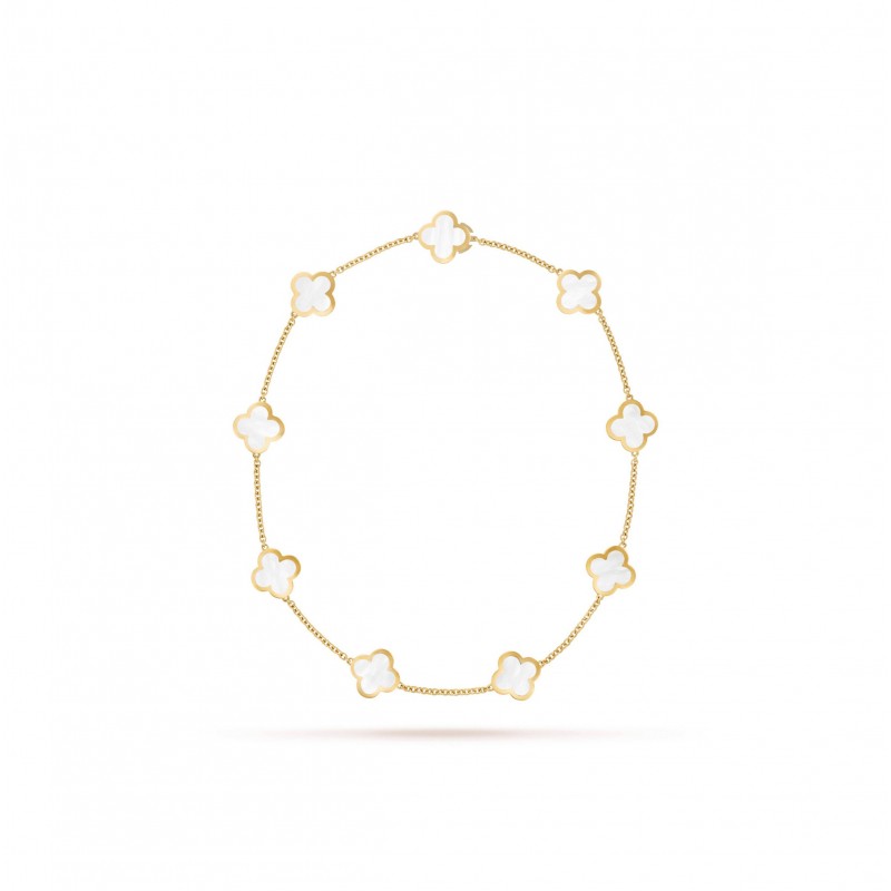 VAN CLEEF ARPELS PURE ALHAMBRA NECKLACE, 9 MOTIFS - YELLOW GOLD, MOTHER-OF-PEARL  VCARA37800