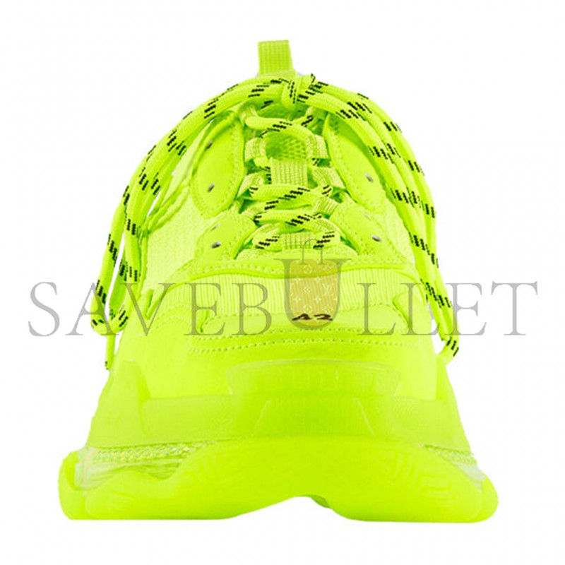 BALENCIAGA TRIPLE S MESH AND FAUX LEATHER TRAINERS IN FLUO YELLOW 541624W2FF17320